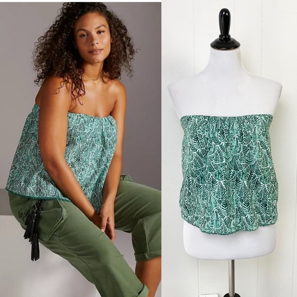 Cecilia Pettersson by Anthropologie sz XSP Palm Swing Tube Top Crop Tropical - Picture 1 of 16